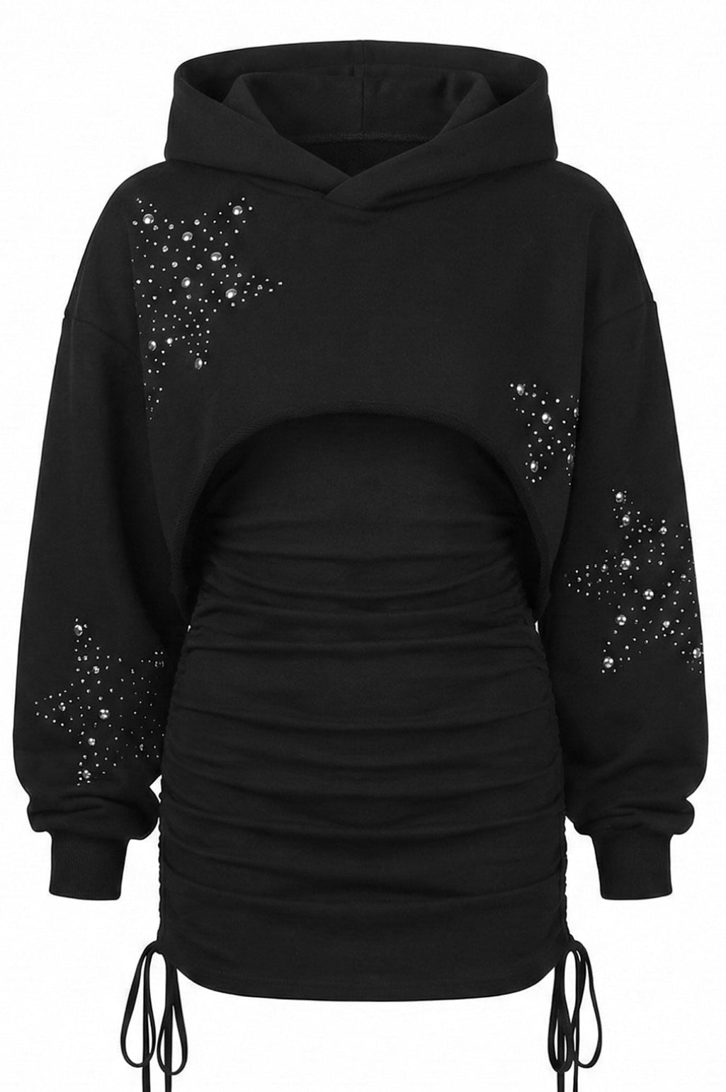 Oversized Rhinestone Hoodie Dress (Adjustable)