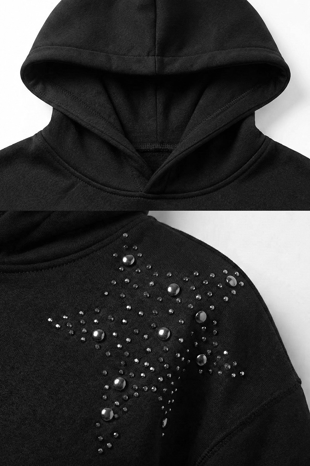 Oversized Rhinestone Hoodie Dress (Adjustable)